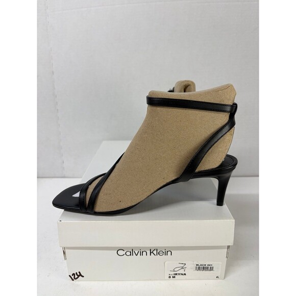Calvin Klein Women's Black Iryna Kitten Heel Ankle Strap Sandal Stiletto Size 8M - Picture 2 of 6